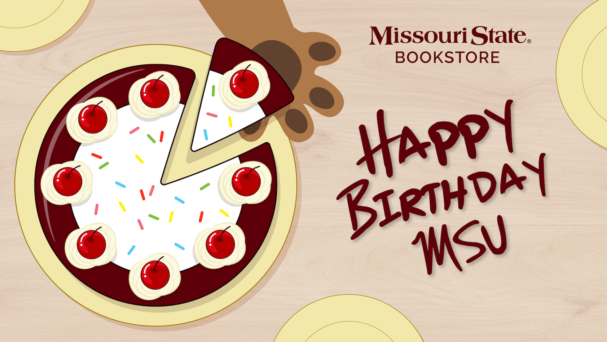 Happy Birthday MSU from the MSU Bookstore. Stop by and save up to 50% today only.